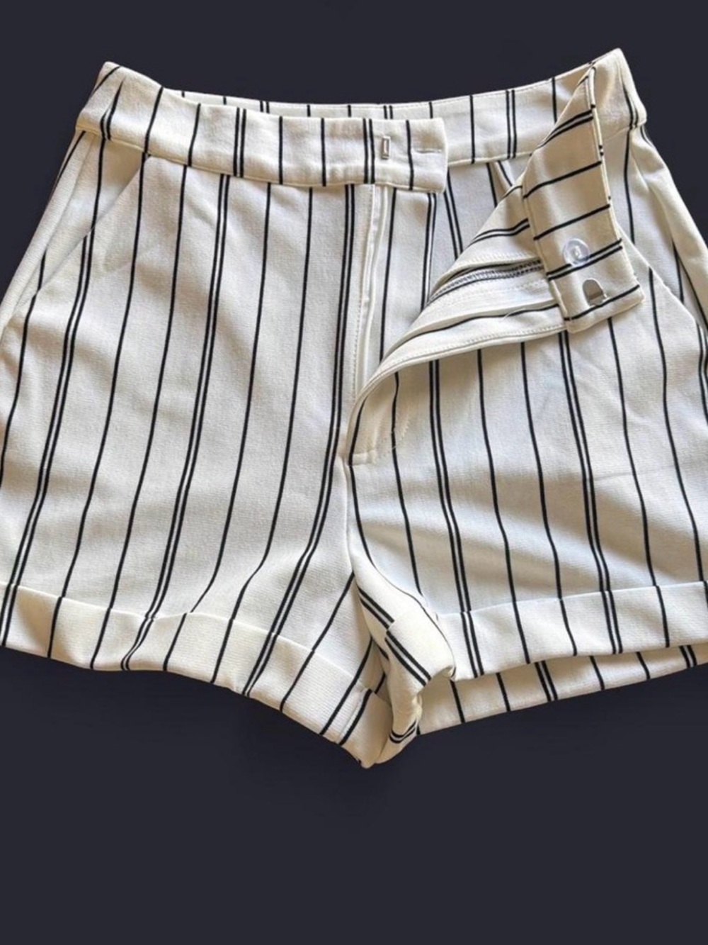 Women’s black and cream color striped knit shorts by Forever 21. NWT Size Small.